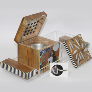 El último quemador de incienso árabe tradicional madera acrílico Kefaf Mubkhar de Tradnary para uso en interiores-regalo de Ramadán - Product Image 1