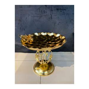 Frutero Redondo de Metal Dorado Retro LUX, Decoración de 30x42 cm, Elegante y Duradero para Uso Doméstico - Product Image 1