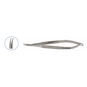 Porta Microagujas Curvo Barraquer de 1 mm con Punta Delicada, Bloqueo, 12.5 cm, Precisión Manual, Certificado CE, Instrumento Quirúrgico Oftálmico - Product Image 1