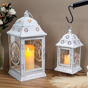 Farol Decorativo de Color Blanco para Decoración del Hogar, Centro de Mesa, Iluminación - Product Image 3