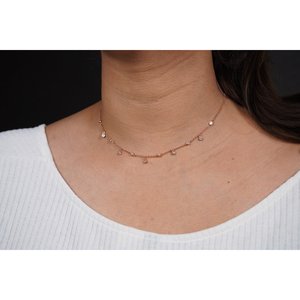 NOVAMART Fine SILVERINGS 925 STERLING DAINTY <b>NECKLACE</b> in ROSE GOLD WHITE & 14K PLATING with <b>RUBY</b> SAPPHIRE PEARL STONES CHAIN STY - Product Image 2