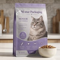 Sachet d'emballage alimentaire pour chats imprimé sur mesure, refermable, à fond plat, pour les fabricants américains d'aliments pour animaux de compagnie