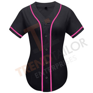 T-shirt de baseball pour femme de haute qualité, boutonné, uni, style hip-hop, haut de sport pour softball - Product Image 2