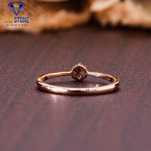 Lab-Stone Party Wear Anillo de diamantes 0,07 TDW Diamante de corte redondo 18kt Oro Rosa Color DE LA EF-VS - Product Image 4