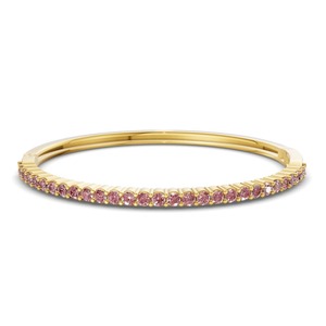 กำไลข้อมือแบบเปิดได้ประดับเพชรทรงกลมสีชมพูสดใส 1 กะรัต ทองคำแท้ 14K ของขวัญเครื่องประดับสุดหรู ไอเดียของขวัญที่ดีที่สุด - Product Image 2