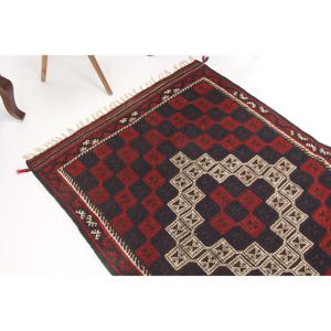 Vintage Turkish Accent Rug 3.5x5.1 ft, <b>Red</b> <b>Wool</b> Rug - Product Image 1