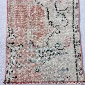 Turkish Rug 1.6x3.2 ft Small Rug <b>Brown</b> Red <b>Wool</b> Eco-Friendly Traditional Patchwork Latex Backed Rug - Product Image 4