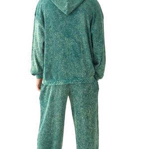 Survêtement délavé à l'acide pour hommes Saison d'hiver Décontracté à l'extérieur Col à capuche Couleur unie Ensemble de mode respirant et lourd - Product Image 6