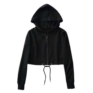 2025 nueva llegada logotipo personalizado bordado transpirable 100% algodón orgánico Sudadera con capucha corta para mujeres con diseño de cremallera Puff impresión - Product Image 2