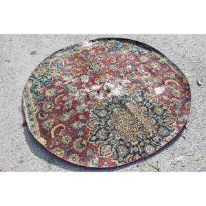 Alfombra clásica turca de área grande, diseño de retazos rojo y azul tradicional, látex de lana, alfombra rectangular Kilim de 5,6x5,6 pies, 10mm - Product Image 2