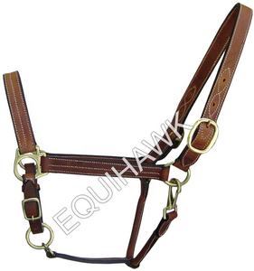 Licol de cheval de style selle anglaise personnalisé cuir confortable rembourré avec accessoire de collier de tête de quincaillerie en laiton réglable - Product Image 5
