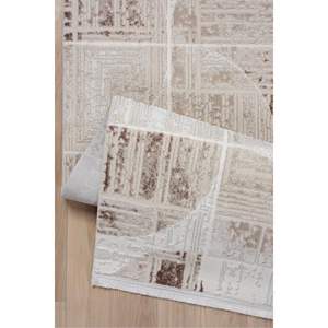 Tapis moderne en polyester tissé marron à poils moyens abstraits Konfor Elex 5207 pour salon et cuisine - Product Image 4