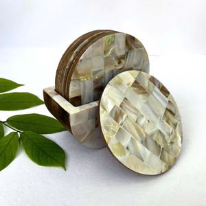 El último juego de posavasos con incrustaciones de madreperla, posavasos de mesa con incrustaciones de madreperla, juego de posavasos de resina epoxi con incrustaciones de madreperla, té y café - Product Image 1