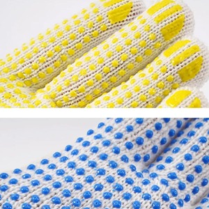 Guantes de algodón negros punteados con silicona y nailon de punto Antideslizante Protección de manos Guantes DE SEGURIDAD DE TRABAJO DE PVC de un solo lado - Product Image 6