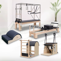 Equipo de Pilates Reformer en Oferta, para Ejercicio en Casa, de Roble Natural, con Herrajes Duraderos, Plataforma Acolchada y Resistencia Flexible