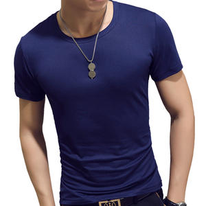 Camiseta de manga corta en blanco con logotipo OEM liso personalizable cuello redondo con cuello en V ajustado sólido deportivo de secado rápido al por mayor para hombre - Product Image 2