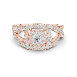 Bague pour femme en diamant de laboratoire 0,864 CT avec halo et pierres latérales, clarté VVS-VS EF, or 18 carats, 14 carats, 10 carats et argent 925, rose - Product Image 2