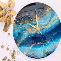 Jam Dinding Resin Artistik Buatan Tangan Desain Abstrak Modern Jarum Mekanik Senyap untuk Ruang Tamu Kamar Tidur