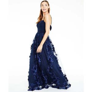 Abito da ballo Trixxi Juniors' in organza blu navy, taglia 15, con stampa floreale, paillettes, vita impero, spalline sottili, linea ad A, in poliestere e pizzo - Product Image 3