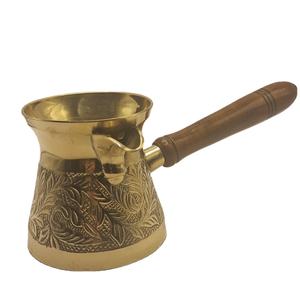 Cafetière turque en laiton avec poignée en bois, vaisselle, tasse à café, décoration de table pour la maison, la cuisine, le restaurant, l'hôtel, les fêtes, vente en gros - Product Image 1