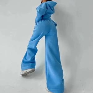 Conjunto Deportivo de Felpa Orgánica Gruesa para Mujer, Sudadera con Capucha y Pantalones Jogger, Ropa Deportiva Holgada de Invierno - Product Image 3