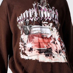 Sudadera con Capucha para Hombre, Personalizada, de Mezcla de Algodón y Felpa, con Lavado Ácido y Estampado de Pedrería, para Invierno - Product Image 5