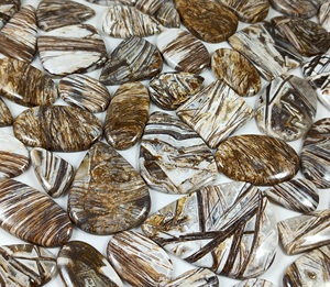 Cabujón de Ágata Natural con Pluma, Gema Suelta, Blanco Marrón, Alta Calidad, Parte Trasera Plana, Tamaño Libre, Cristal de Cuarzo Curativo Hecho a Mano - Product Image 1