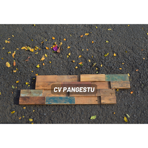 Paneles de Pared para Villa PANGESTU, Modernos y Clásicos, de Madera de Teca Reciclada, Insonorizantes, con Diseño Geométrico, para Entretenimiento - Product Image 4