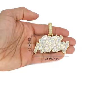 Classic Unisex 10K White <b>Gold</b> Hip Hop <b>Letter</b> Pendant Round Lab Grown Diamond GIA Certified for Gift Available at Low Price - Product Image 3