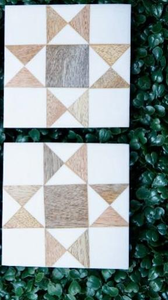 Ensemble de sous-verres carrés en bois de noyer indien, incrustés de os, écologiques et classiques, cadeau artisanal unique pour les occasions festives et les mariages - Product Image 2