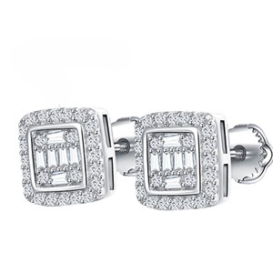 VVS Moissanite Lab Grown Baguette Cut Diamond Stud Earrings Women 14K White Gold IGI Certified Elegant <b>Gift</b> - Product Image 2