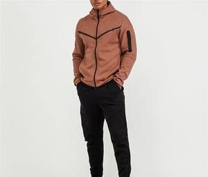 2024 Usine de vêtements de sport Logo personnalisé Polyester Tech Fleece Full Zip Hoodie Jogger Hommes Survêtement de sport - Product Image 6