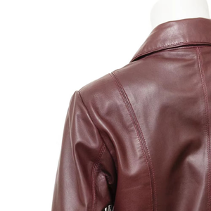 Chaqueta de Motociclista Acolchada de Cuero Sintético Entallada Personalizada para Mujer, Chaqueta de Cuero PU de Moda Satinada para Primavera y Otoño, Ropa Femenina - Product Image 3