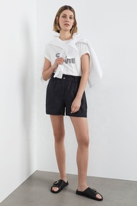 Shorts de Verano para Mujer, Estilo Relajado, Cintura Alta Elástica, Detalle de Volantes, Color Verde Oscuro, Botones Frontales, Bolsillos Laterales, Sexy - Product Image 4