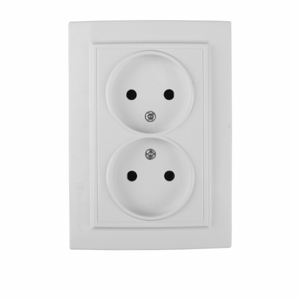 เต้ารับไฟฟ้าสองชั้น16A สีขาวขนาด220V ที่ IP22เต้ารับไฟฟ้าผนังสองชั้นแบบไม่มีสายดิน ABS พลาสติกทองแดงมาตรฐานยุโรปสหราชอาณาจักร - Product Image 1