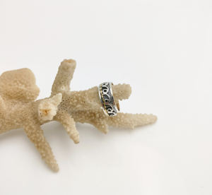 Anneaux de fiançailles pour femmes en argent sterling 925, style bohème, forme de paix, anneaux tournants, sertissage en bezel, bijoux anti-anxiété pour - Product Image 1