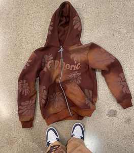 Custom Manufacturer Sun Faded Distressed Embroidery Zipper Streetwear Acid Wash Men Zip up Heavyweight <b>Rhinestone</b> Hoodie - Product Image 3