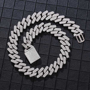 Hip Hop VVS Moissanite Chaîne À Maillons Cubains Diamant Coupe Ronde Glace 14mm Bijoux Pour Hommes En Argent Sterling 925 - Product Image 3