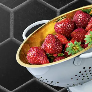 Passoire en acier inoxydable OEM blanche et dorée pour le lavage, le rinçage et l'égouttage des légumes, des pâtes, vente en gros - Product Image 2