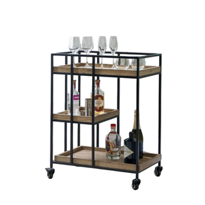 Antique Design Metal Rectangle Bar Cart Modern Three Shelves <b>Trolley</b> With Decorative Trending Beverage <b>Trolley</b> Highest Quality - Product Image 5