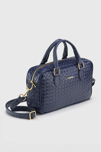 Custom Logo Women's <b>Woven</b> <b>Leather</b> Boston <b>Bag</b> Top Handle Crossbody Handbag OEM ODM Private Label Manufacturer - Product Image 5