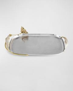 Métal rectangulaire moderne luxe brillant poli élégant inspiré de la nature poignée et bordure Plateau décoratif Tables ou événements spéciaux - Product Image 6