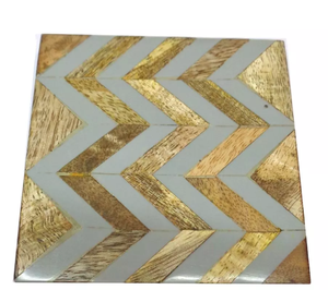 Tapis de tasse à thé en bois naturel et en résine colorée, tampons de Style moderne, Design à la mode, vaisselle carrée, dessous de verre - Product Image 2