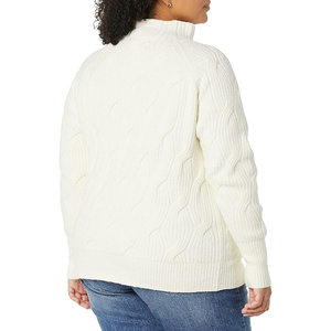 Femme grande taille Super doux coupe classique respirant pull à col rond à manches longues col rond décontracté hiver durable coton avant - Product Image 2