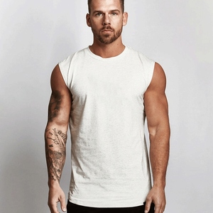 Camiseta sin mangas de entrenamiento de verano para hombre, Camiseta deportiva de algodón 100% en negro, transpirable, de punto, estilo deportivo informal - Product Image 2