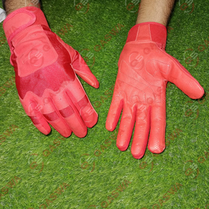 Professional Soft Short Cuff <b>Red</b> Baseball Batting <b>Gloves</b> Premium Cowhide Leather Customizable for Baseball Training - Product Image 1