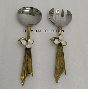 ชุดช้อนส้อมดีไซน์ไม่ซ้ําใคร 2 ชิ้นสําหรับร้านอาหารในบ้านสีเงินและสีทอง ชุดช้อนส้อมทองเหลืองและเหล็กช้อนโต๊ะ Flatware - Product Image 2