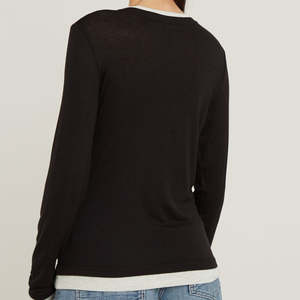 Camiseta de Manga Larga de Doble Capa, Estilo Urbano, 100% Algodón, Corte Cuadrado y Holgado para Mujer - Product Image 2