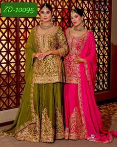 Nuevo Salwar Kameez de Zain Exports, Seda Chino Pesada con Bordado, Gharara, Dupatta, Traje Festivo para Bodas y Fiestas, Reversible y Moderno - Product Image 6