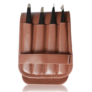 Kit de pinces à épiler pour sourcils en gros, couleur noire, acier inoxydable allemand, pointe inclinée, ensemble de pinces à épiler pour sourcils avec étui - Product Image 1